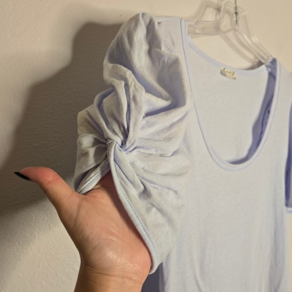 Romantic Feminine Puff Sleeve Bodysuit Pastel S Pastel Blue Free People Ava - Picture 2 of 8